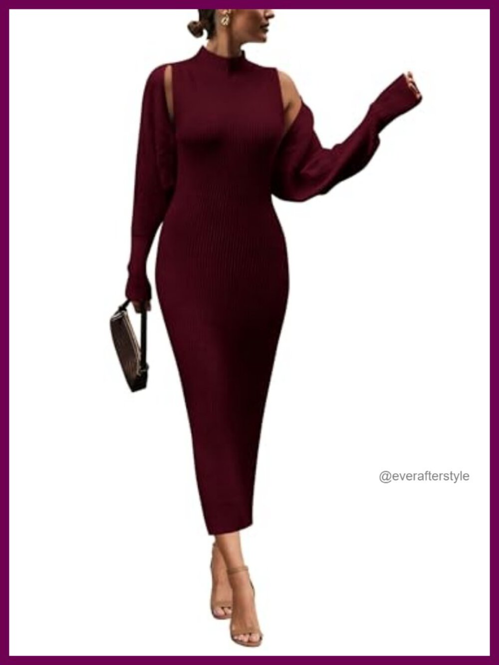 Rib Knit 2 Piece Maxi Dress & Cardigan Set Mock Neck Bodycon Sleeveless Long